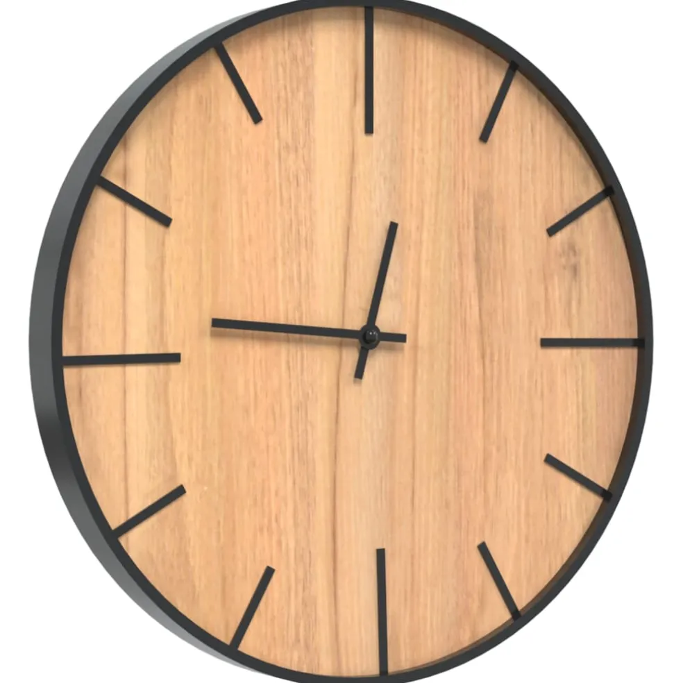 vidaXL Wandklok Ø39 cm ijzer en bewerkt hout bruin