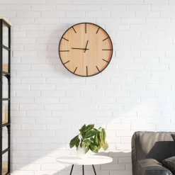 vidaXL Wandklok Ø39 cm ijzer en bewerkt hout bruin