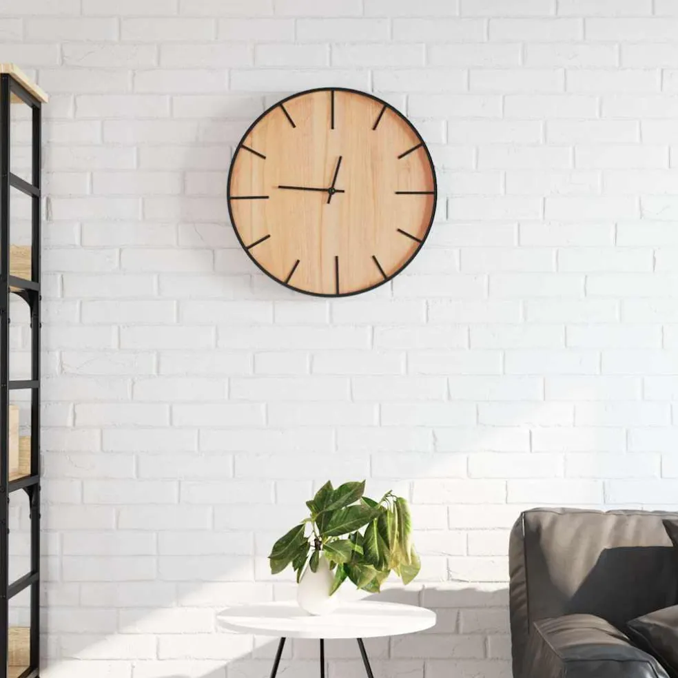 vidaXL Wandklok Ø39 cm ijzer en bewerkt hout bruin