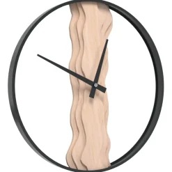 vidaXL Wandklok Ø35 cm ijzer en eikenhout bruin
