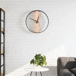 vidaXL Wandklok Ø35 cm ijzer en eikenhout bruin