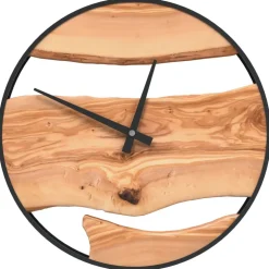 vidaXL Wandklok Ø35 cm ijzer en olijfhout bruin