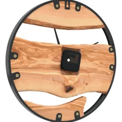 vidaXL Wandklok Ø35 cm ijzer en olijfhout bruin