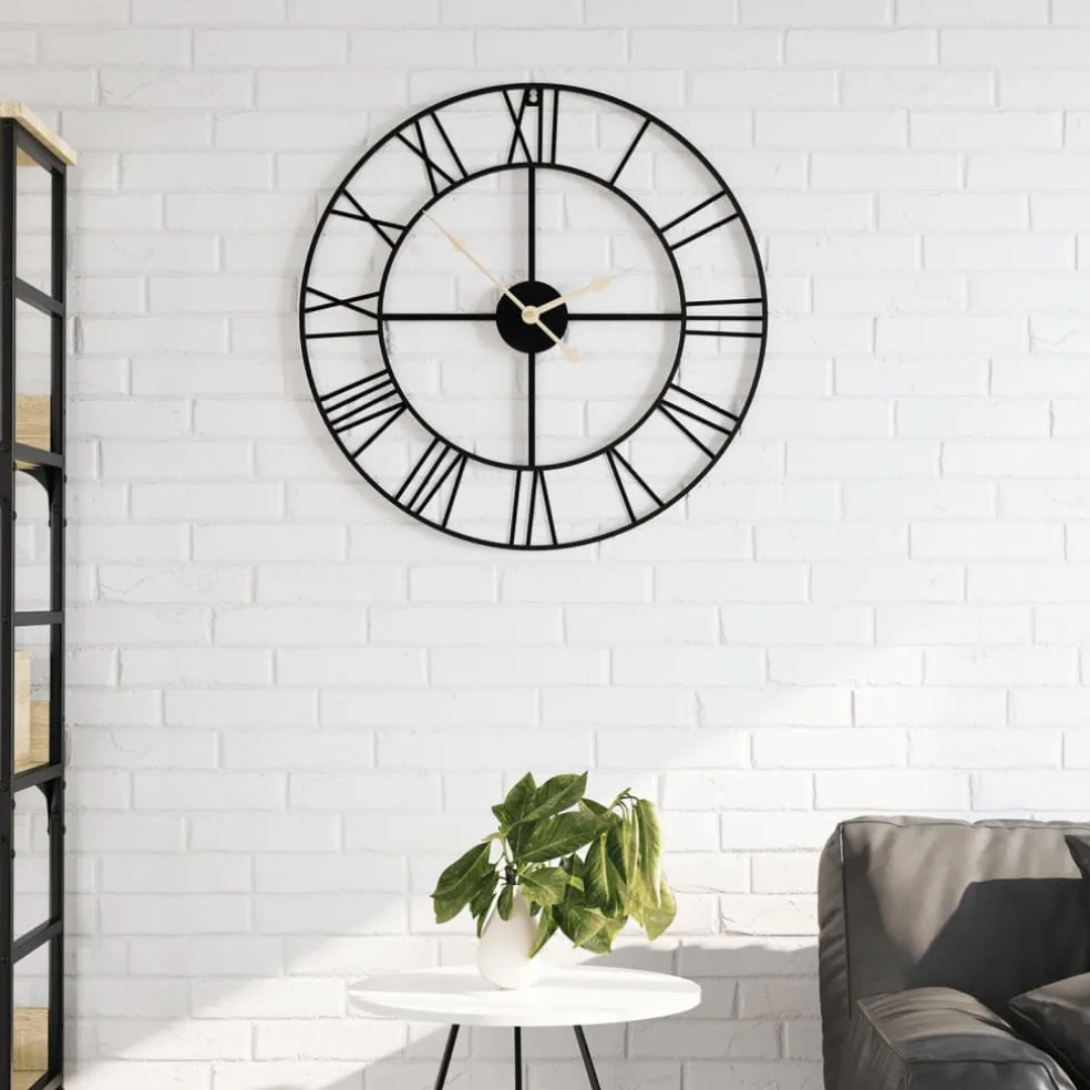 vidaXL Wandklok Ø50 cm ijzer zwart