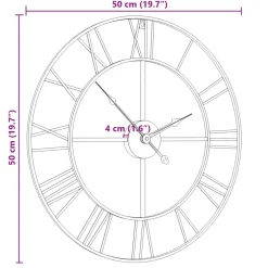 vidaXL Wandklok Ø50 cm ijzer zwart
