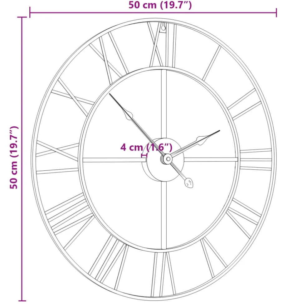vidaXL Wandklok Ø50 cm ijzer zwart