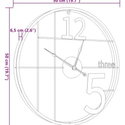 vidaXL Wandklok Ø50 cm ijzer zwart