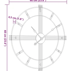 vidaXL Wandklok Ø60 cm ijzer zwart