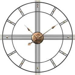 vidaXL Wandklok Ø60 cm ijzer zwart