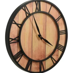 vidaXL Wandklok 39 cm MDF en ijzer bruin en zwart