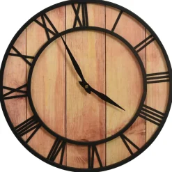 vidaXL Wandklok 39 cm MDF en ijzer bruin en zwart