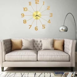 vidaXL Wandklok 50 cm metaal goudkleurig