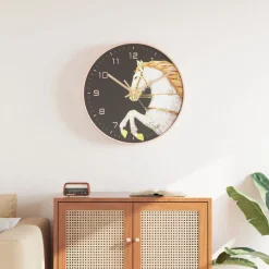 vidaXL Wandklok Ø29,5 cm polystyreen en glas goudkleurig en wit