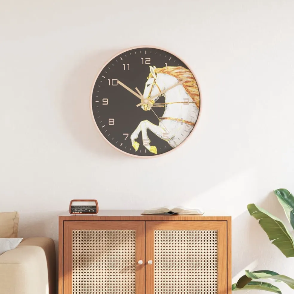 vidaXL Wandklok Ø29,5 cm polystyreen en glas goudkleurig en wit