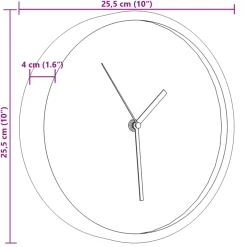 vidaXL Wandklok Ø25,5 cm polystyreen en glas roze