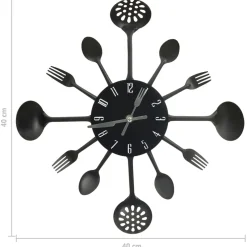 vidaXL Wandklok lepel-en-vork 40 cm aluminium zwart