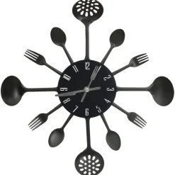 vidaXL Wandklok lepel-en-vork 40 cm aluminium zwart