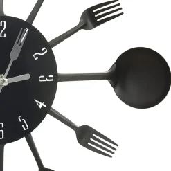 vidaXL Wandklok lepel-en-vork 40 cm aluminium zwart