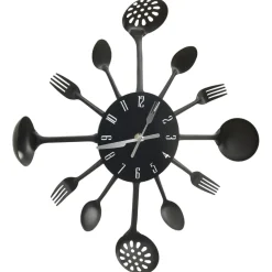 vidaXL Wandklok lepel-en-vork 40 cm aluminium zwart