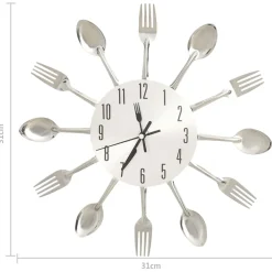 vidaXL Wandklok lepel-en-vork 31 cm aluminium zilverkleurig