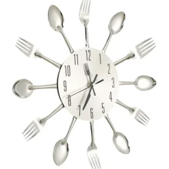 vidaXL Wandklok lepel-en-vork 31 cm aluminium zilverkleurig