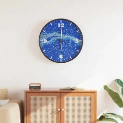 vidaXL Wandklok met lichtgevende wijzerplaat en wijzers Ø30 cm blauw
