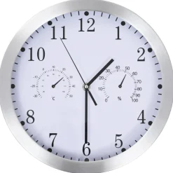 vidaXL Wandklok met quartz-mechanisme hygrometer thermometer 30 cm wit