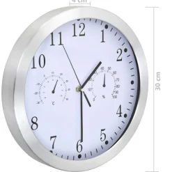 vidaXL Wandklok met quartz-mechanisme hygrometer thermometer 30 cm wit