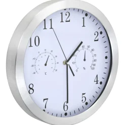 vidaXL Wandklok met quartz-mechanisme hygrometer thermometer 30 cm wit