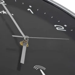 vidaXL Wandklok met quartz uurwerk radiogestuurd 31 cm zwart