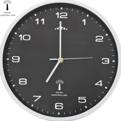 vidaXL Wandklok met quartz uurwerk radiogestuurd 31 cm zwart