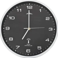 vidaXL Wandklok met quartz uurwerk radiogestuurd 31 cm zwart