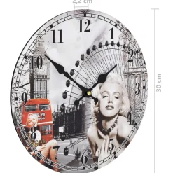 vidaXL Wandklok vintage stijl Marilyn Monroe 30 cm
