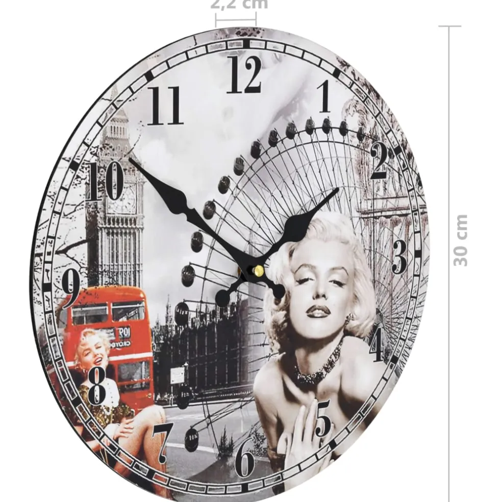 vidaXL Wandklok vintage stijl Marilyn Monroe 30 cm