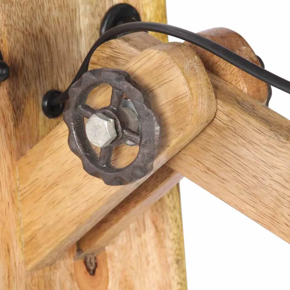 vidaXL Wandlamp E27 massief mangohout en ijzer zilverkleurig