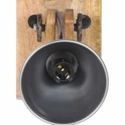 vidaXL Wandlamp E27 massief mangohout en ijzer zilverkleurig