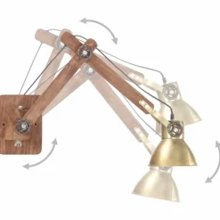 vidaXL Wandlamp industrieel rond E27 messingkleurig