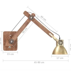 vidaXL Wandlamp industrieel rond E27 messingkleurig