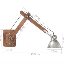 vidaXL Wandlamp industrieel rond E27 zilverkleurig