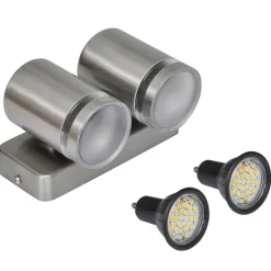 vidaXL Wandlamp LED neerschijnend met kegelkop roestvrij staal