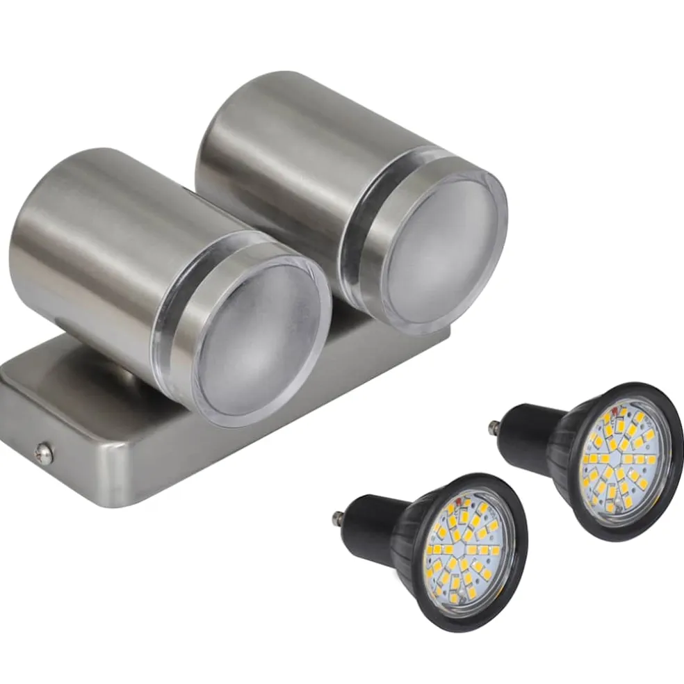 vidaXL Wandlamp LED neerschijnend met kegelkop roestvrij staal