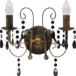 vidaXL Wandlamp met kralen 2xE14 antiekzwart