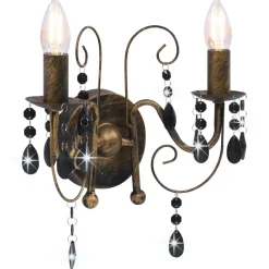vidaXL Wandlamp met kralen 2xE14 antiekzwart