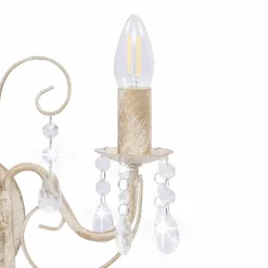 vidaXL Wandlamp met kralen 2xE14 antiekwit