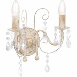 vidaXL Wandlamp met kralen 2xE14 antiekwit