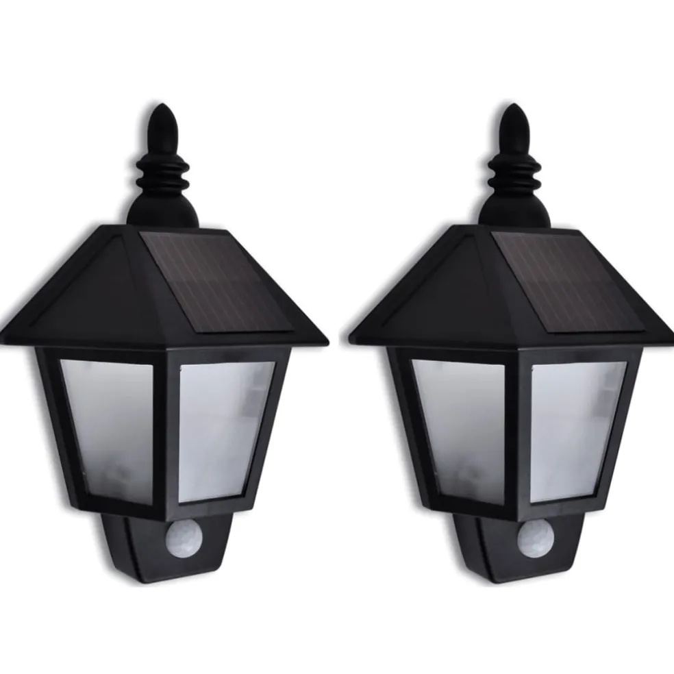 vidaXL Wandlamp solar met bewegingsensor 2 st