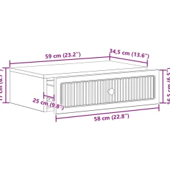 vidaXL Wandmontage Zijtafel Hoogglans Wit 59 x 34,5 x 17 cm