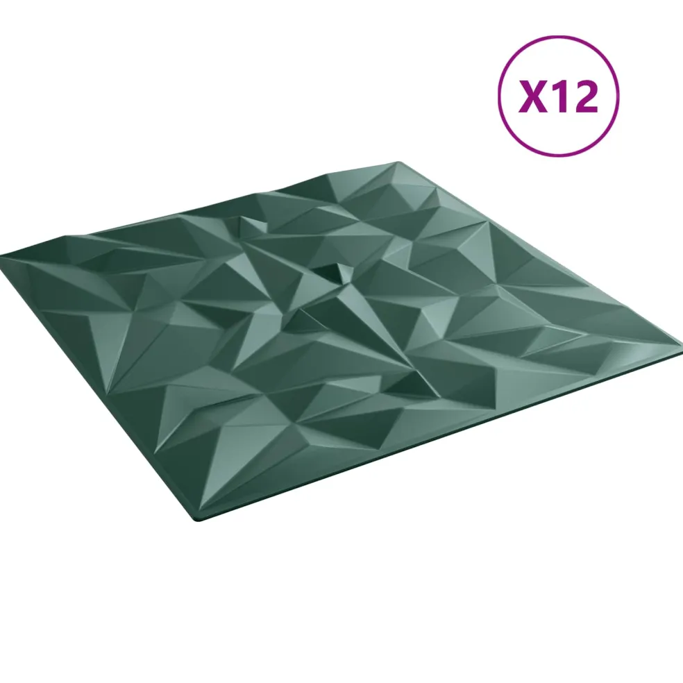 vidaXL Wandpanelen 12 st 50 x 50 cm Amethist Groen XPS Schuim