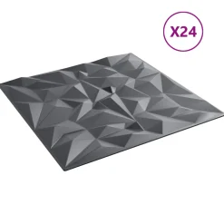vidaXL Wandpanelen 24 st 50 x 50 cm Amethist Grijs XPS Schuim
