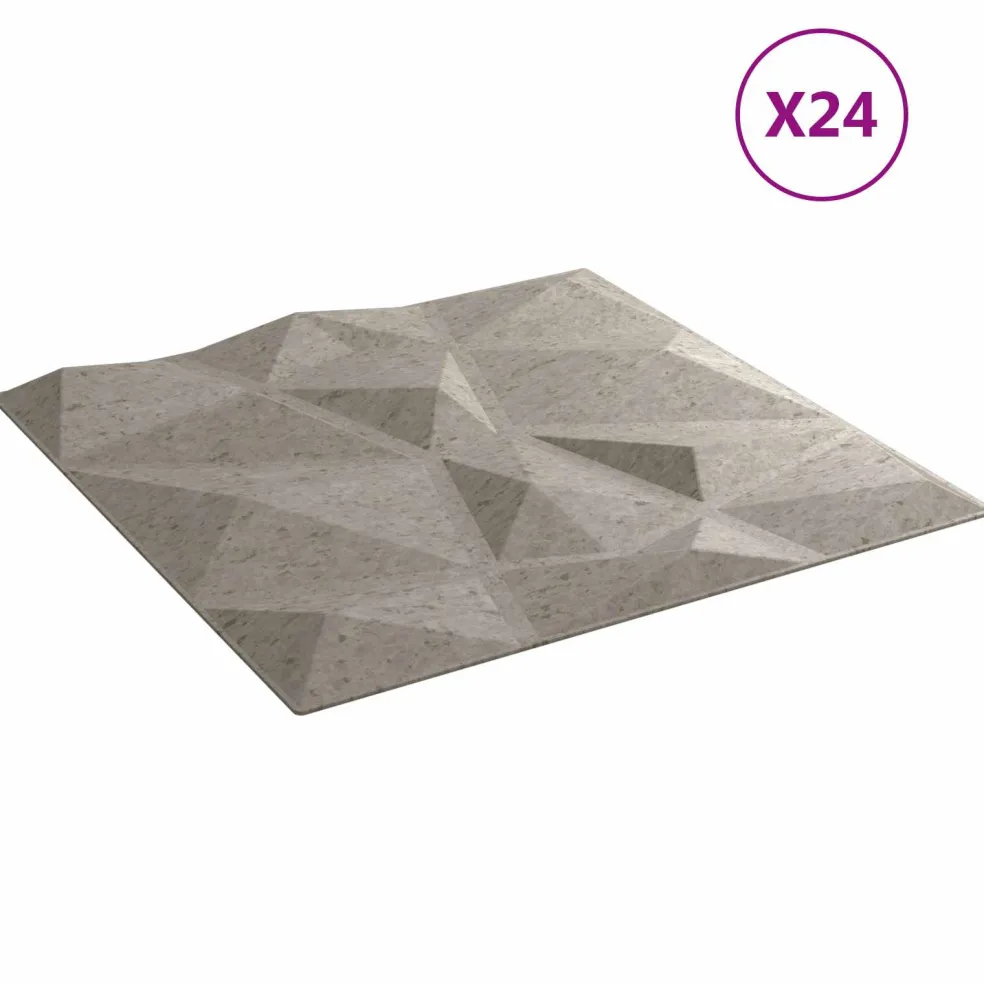 vidaXL Wandpanelen 24 st 50 x 50 cm Betongrijs XPS Schuim